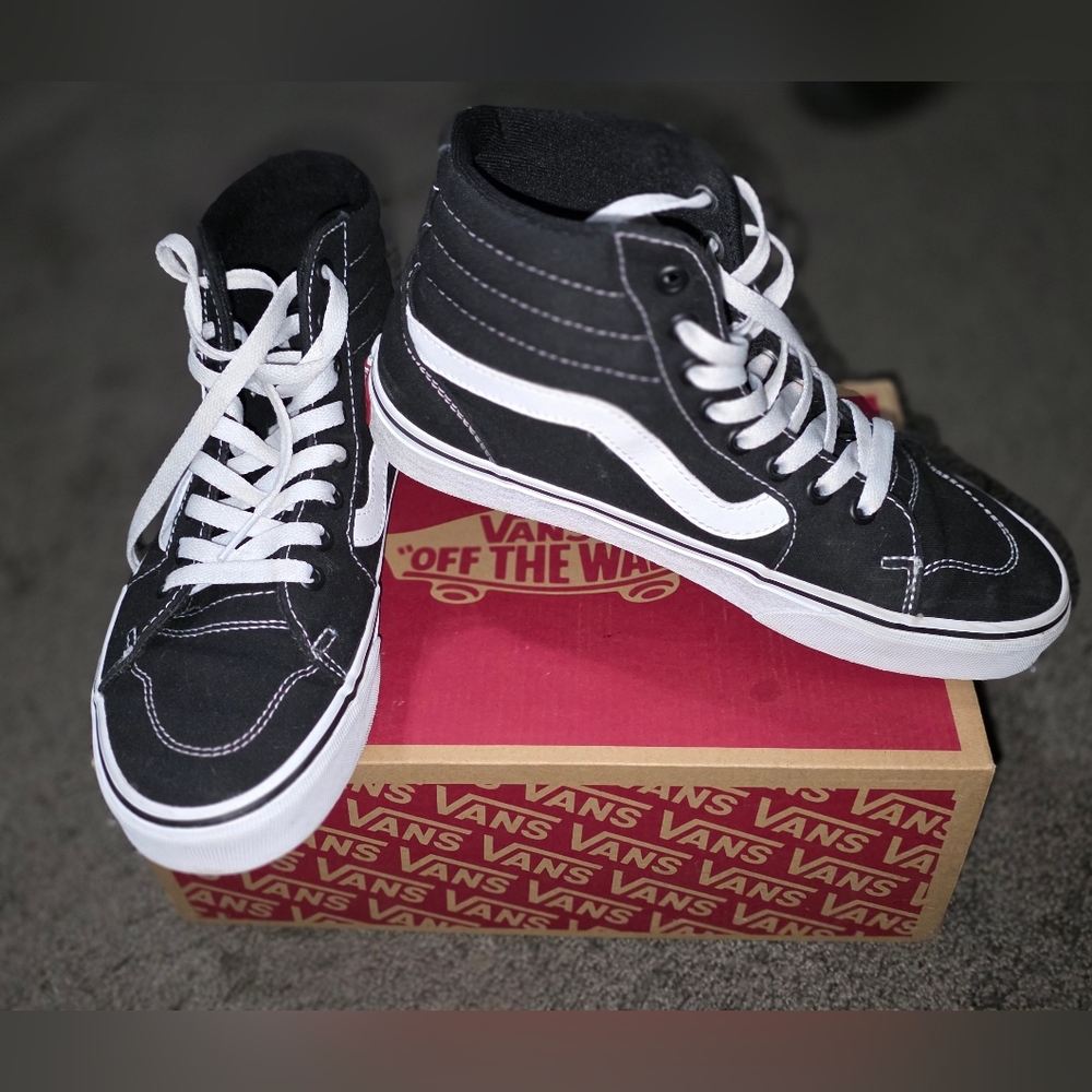 Vans Black and White High-Top Sneakers